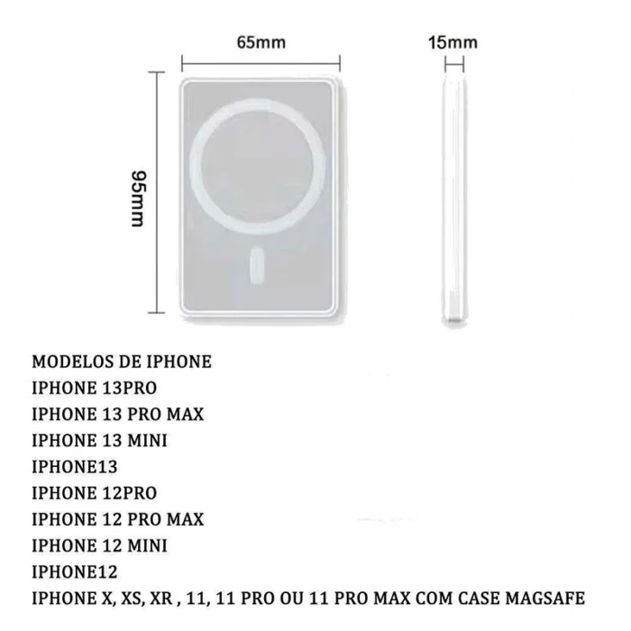 Carregador Magnético por Indução 3000mAh – Power Bank para iPhone - Imagem 2