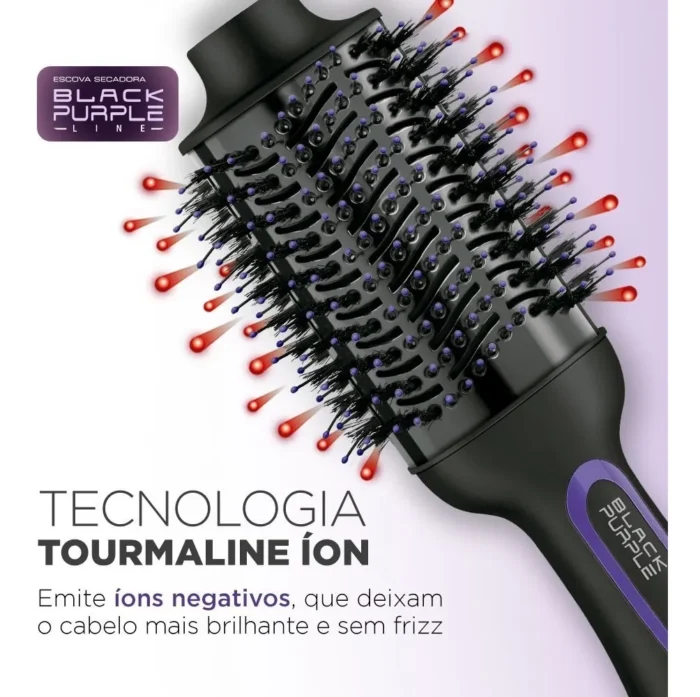 Escova Secadora Mondial ES-08 Black Purple – 1200W 3 em 1 110V - Imagem 2