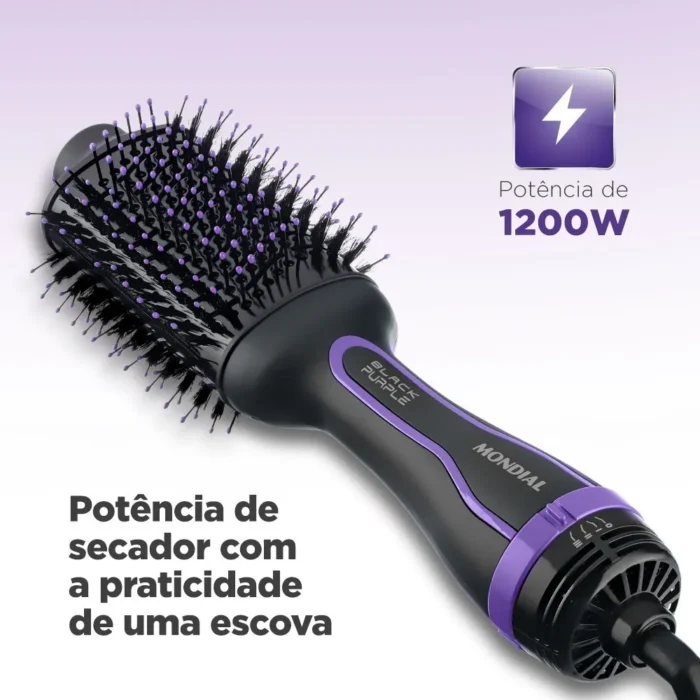 Escova Secadora Mondial ES-08 Black Purple – 1200W 3 em 1 110V - Imagem 5