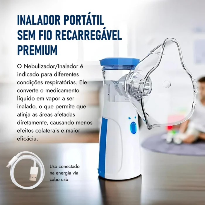 Inalador Portátil Sem Fio Recarregável – Adulto e Infantil - Imagem 2