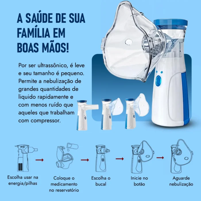 Inalador Portátil Sem Fio Recarregável – Adulto e Infantil - Imagem 3